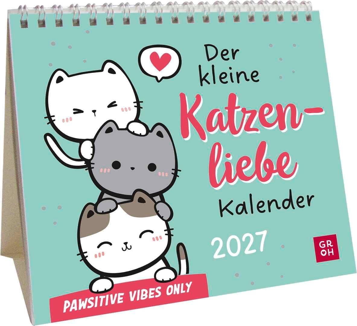 Kalendár/Diár Mini-Kalender 2027: Der kleine Katzenliebe Kalender Groh Verlag