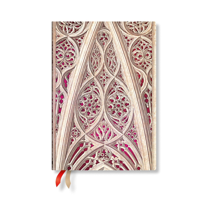 Kalender/agenda 2027 Vault of the Milan Cathedral (Burgundy) MIDI Horizontal Softcover 12-Month Weekly Planner, 176pg, 100gsm by Paperblanks (Duomo Di Milano) 
