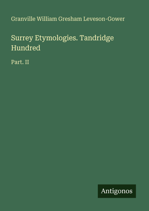 Knjiga Surrey Etymologies. Tandridge Hundred 
