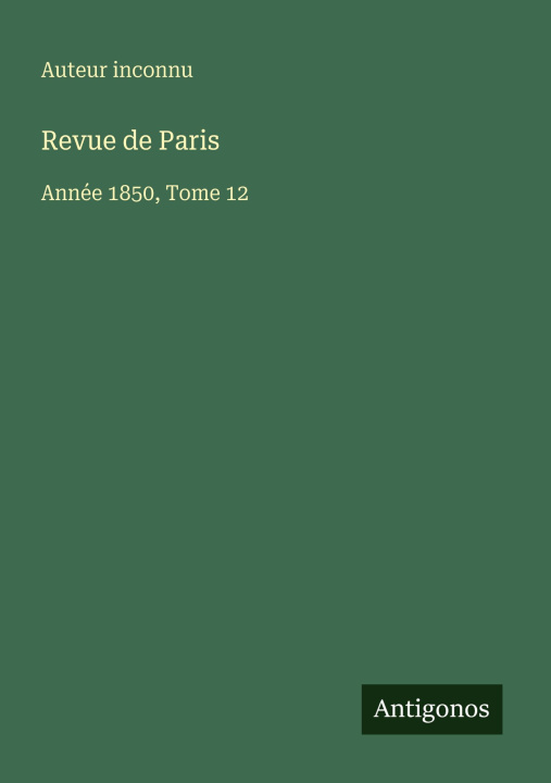 Libro Revue de Paris Auteur inconnu