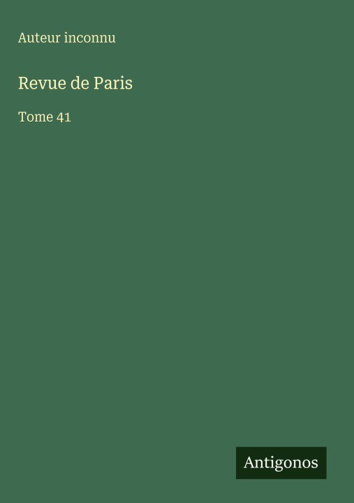 Knjiga Revue de Paris Auteur inconnu