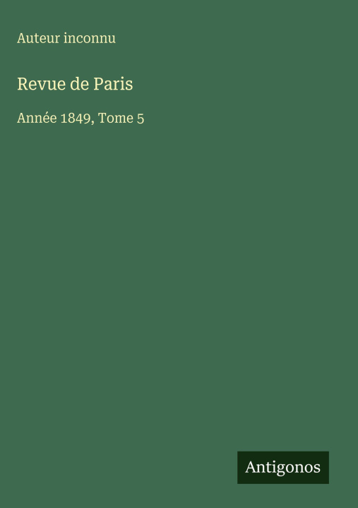 Knjiga Revue de Paris Auteur inconnu