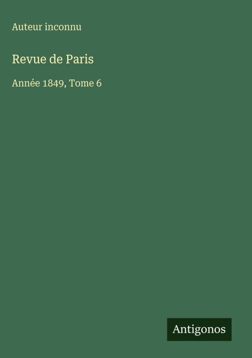Kniha Revue de Paris Auteur inconnu