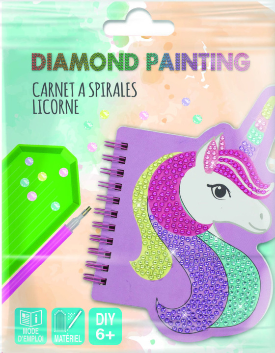 Kniha CARNET A SPIRALES LICORNE DIAMOND PAINTING 
