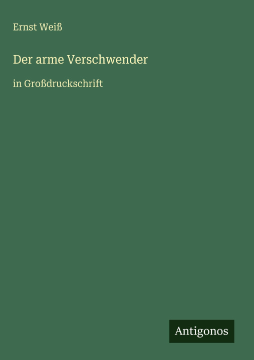 Kniha Der arme Verschwender Ernst Weiß