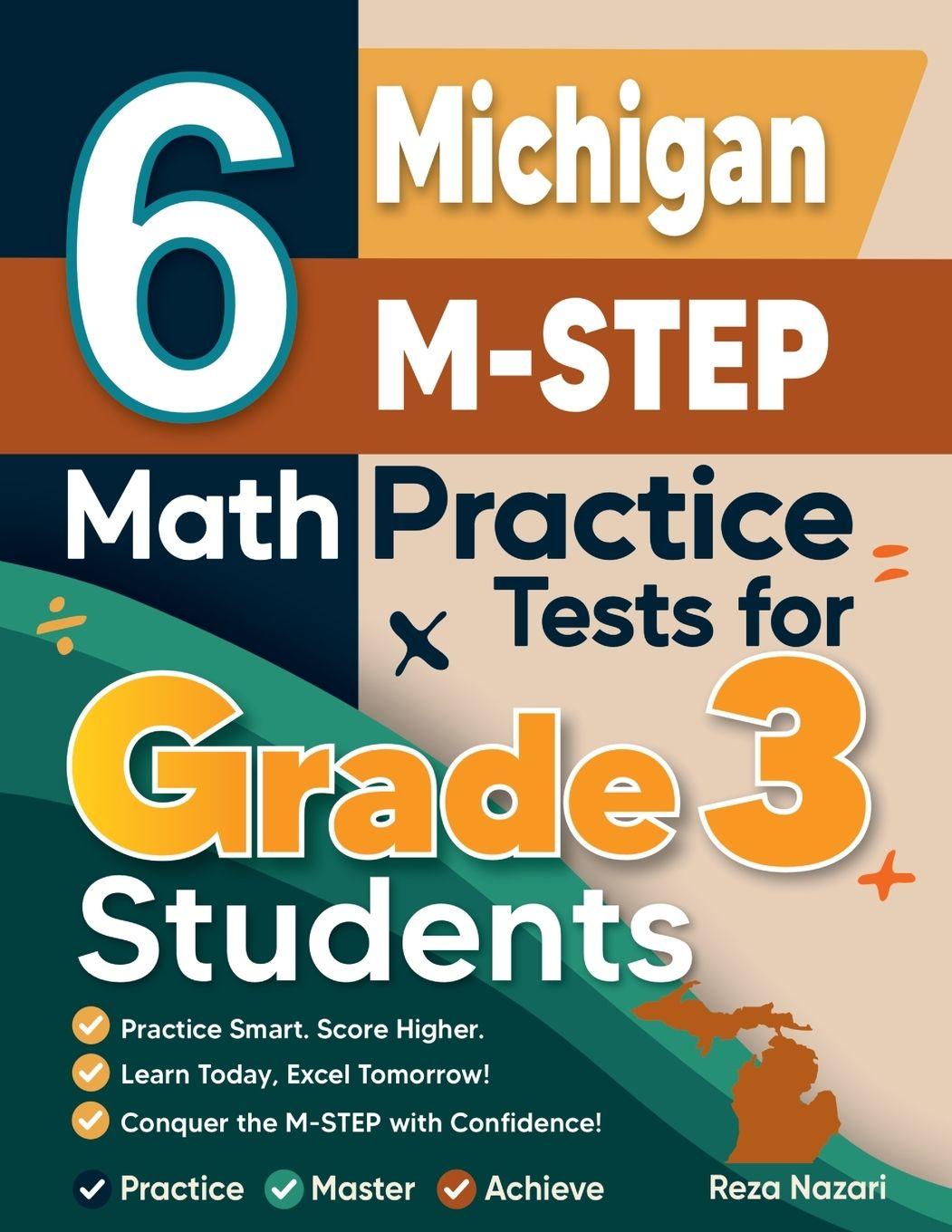Kniha 6 Michigan M-STEP Math Practice Tests for Grade 3 Students Reza Nazari