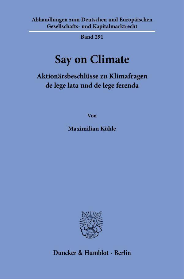 Kniha Say on Climate Maximilian Kühle