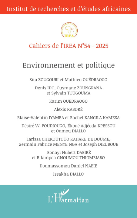 Knjiga Cahiers de l'IREA Alexis Clotaire Némoiby Bassolé