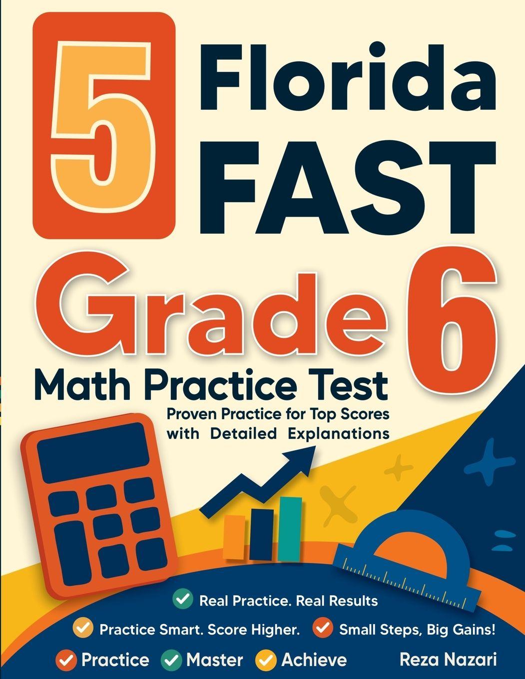 Kniha 5 Florida FAST Grade 6 Math Practice Tests Reza Nazari