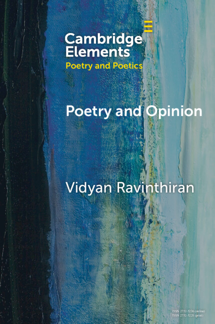 Boek Poetry and Opinion Vidyan Ravinthiran