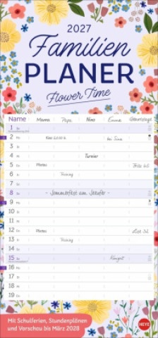 Kalendár/Diár Deko-Familienplaner Flower Time 2027 