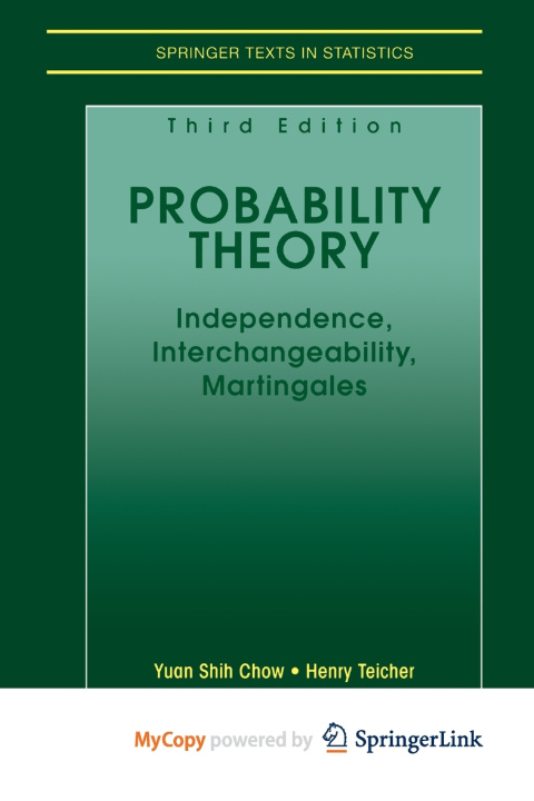 Kniha Probability Theory Yuan Shih Chow
