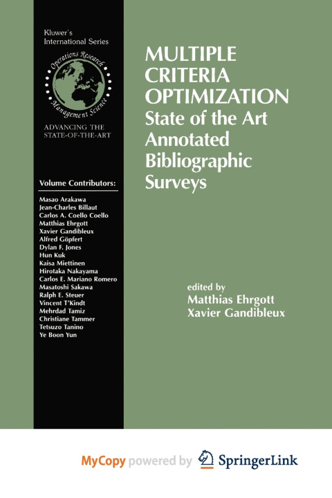 Книга Multiple Criteria Optimization Xavier Gandibleux