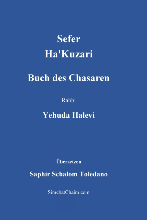 Kniha Sefer Ha'Kuzari - Buch des Chasaren Yehuda Halevi Rabbi