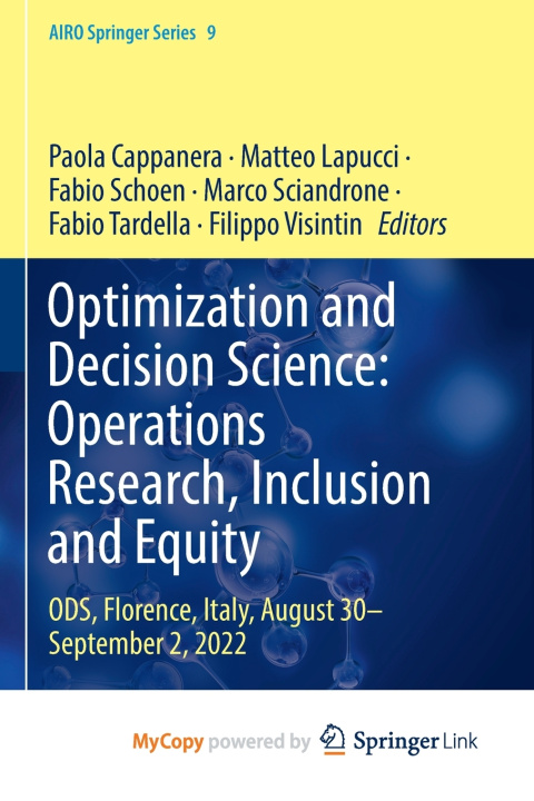 Kniha Optimization and Decision Science Paola Cappanera