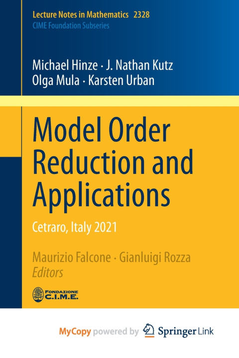 Kniha Model Order Reduction and Applications Michael Hinze