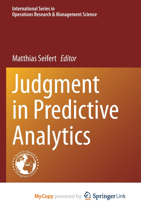 Kniha Judgment in Predictive Analytics Matthias Seifert