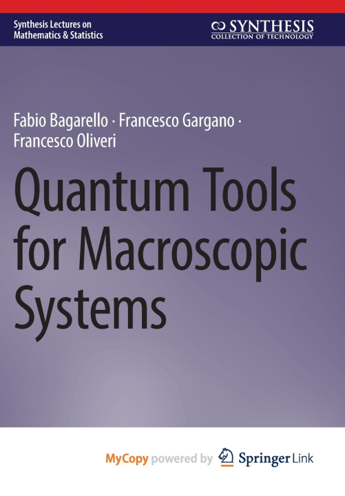 Kniha Quantum Tools for Macroscopic Systems Fabio Bagarello
