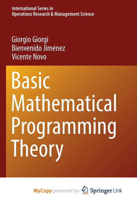 Knjiga Basic Mathematical Programming Theory Giorgio Giorgi