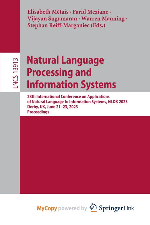 Book Natural Language Processing and Information Systems Elisabeth Métais