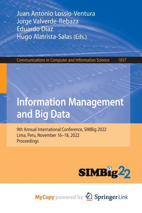 Книга Information Management and Big Data Juan Antonio Lossio-Ventura
