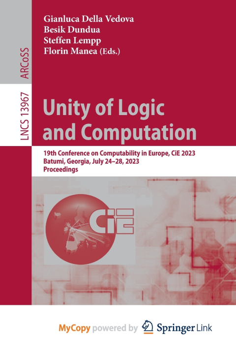 Kniha Unity of Logic and Computation Gianluca Della Vedova