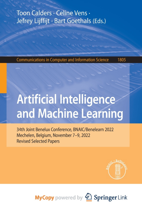 Kniha Artificial Intelligence and Machine Learning Toon Calders