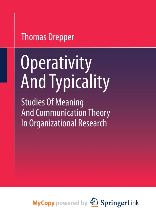 Knjiga Operativity And Typicality Thomas Drepper