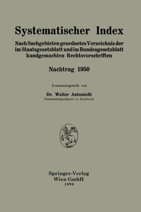 Book Systematischer Index Walter Antoniolli