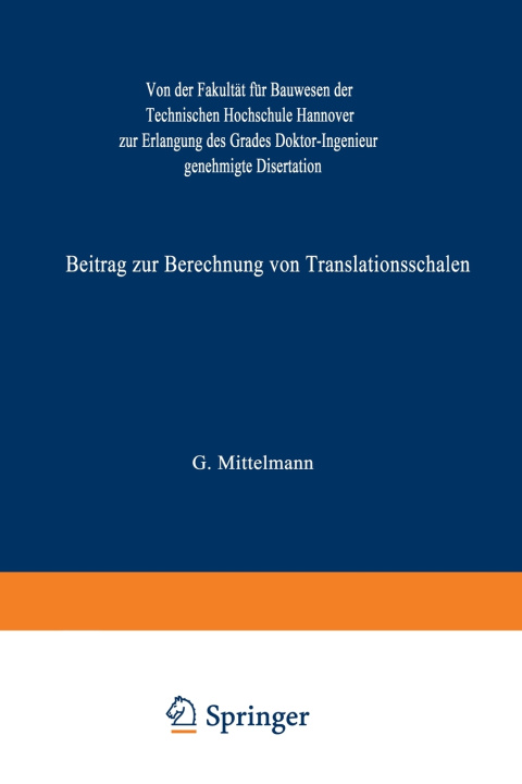 Книга Beitrag zur Berechnung von Translationsschalen Goswin Mittelmann