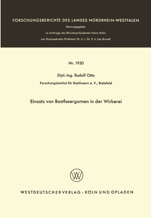 Kniha Einsatz von Bastfasergarnen in der Wirkerei Rudolf Otto