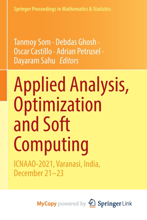 Kniha Applied Analysis, Optimization and Soft Computing Tanmoy Som
