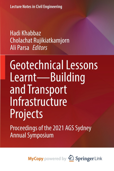 Kniha Geotechnical Lessons Learnt-Building and Transport Infrastructure Projects Hadi Khabbaz