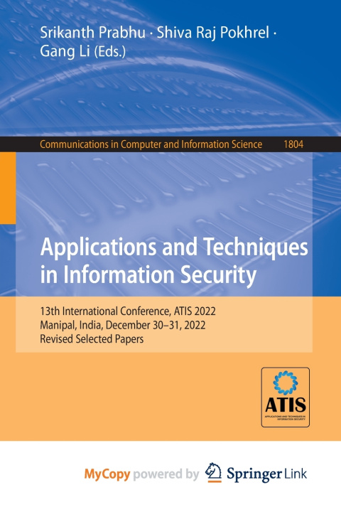 Kniha Applications and Techniques in Information Security Srikanth Prabhu
