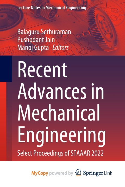Kniha Recent Advances in Mechanical Engineering Balaguru Sethuraman