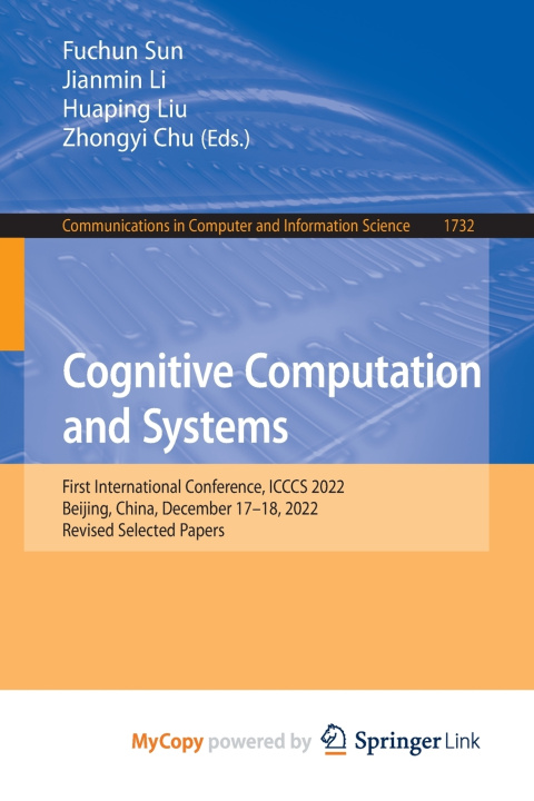 Kniha Cognitive Computation and Systems Fuchun Sun