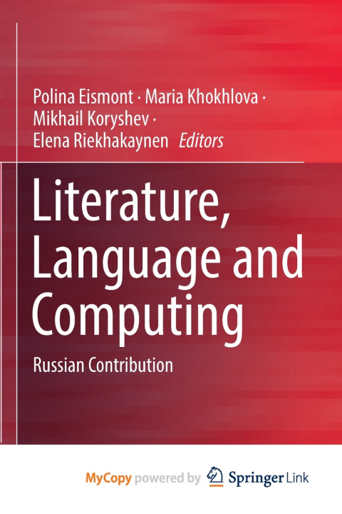 Kniha Literature, Language and Computing Polina Eismont