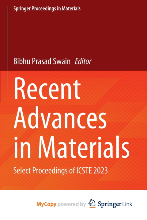 Kniha Recent Advances in Materials Bibhu Prasad Swain