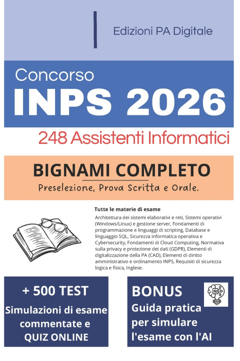 Kniha Concorso INPS 2026 Assistenti Informatici Edizioni PA Digitale