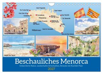 Kalendár/Diár Beschauliches Menorca (Wandkalender 2027 DIN A4 quer), CALVENDO Monatskalender Calvendo