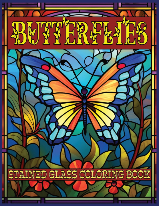 Libro Butterflies Stained Glass Coloring Book Tablet Press