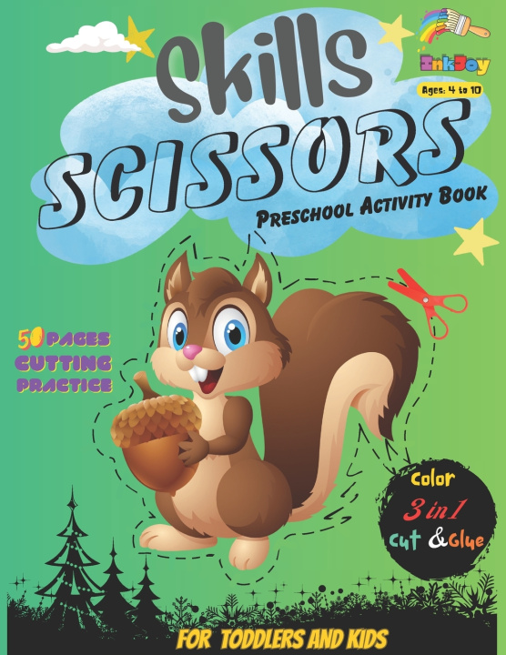 Kniha Skills Scissors Preschool Activity Book for Kids 4-10 Year Olds, Color, Cut & Glue Taylor Colin