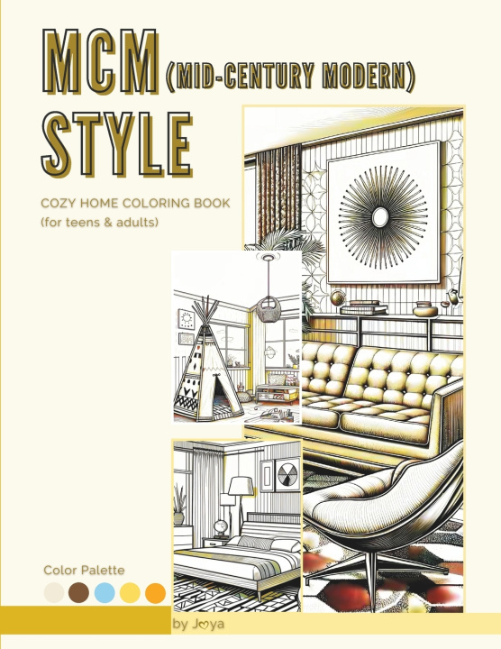 Kniha MCM (Mid-century Modern) Style Cozy Home Coloring Book Joya Lim
