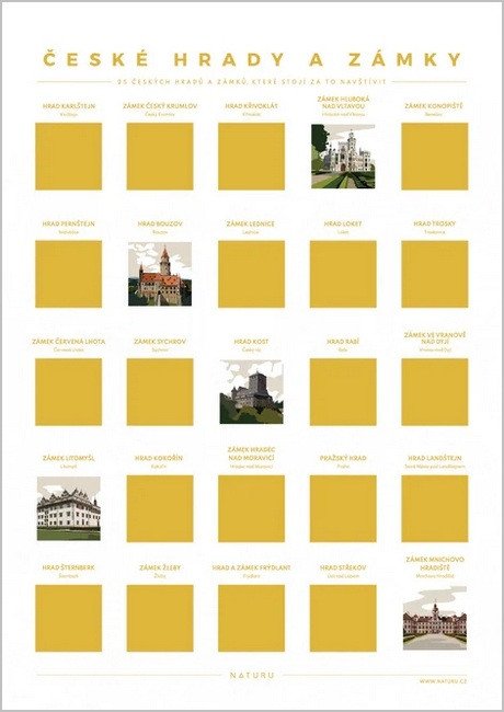Libro Stírací plakát TOP 25 hradů a zámků 
