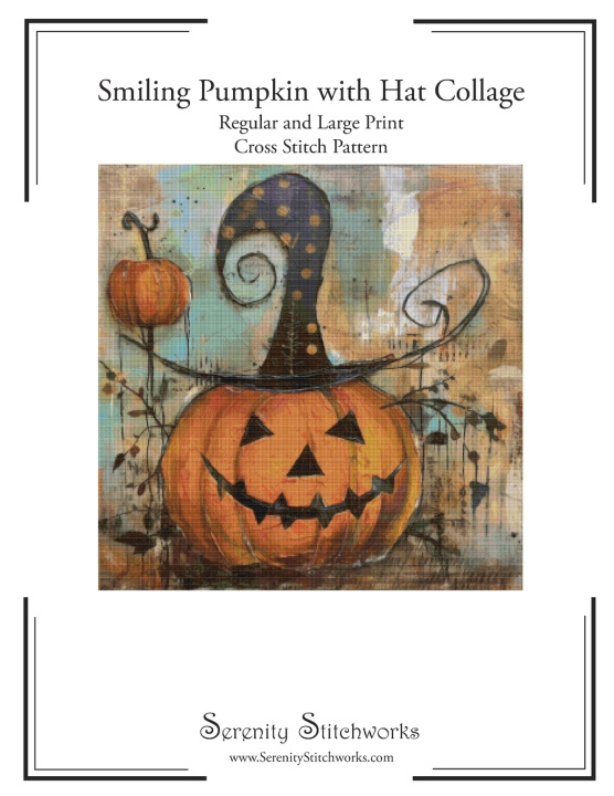 Knjiga Smiling Pumpkin with Hat Collage Cross Stitch Pattern Carmen Wolf