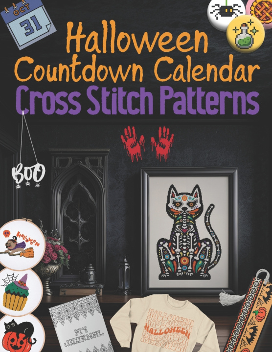 Kniha Halloween Countdown Calendar Cross Stitch Patterns Sakura Mai