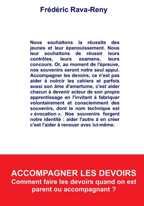Kniha Accompagner les devoirs Frédéric Rava-Reny