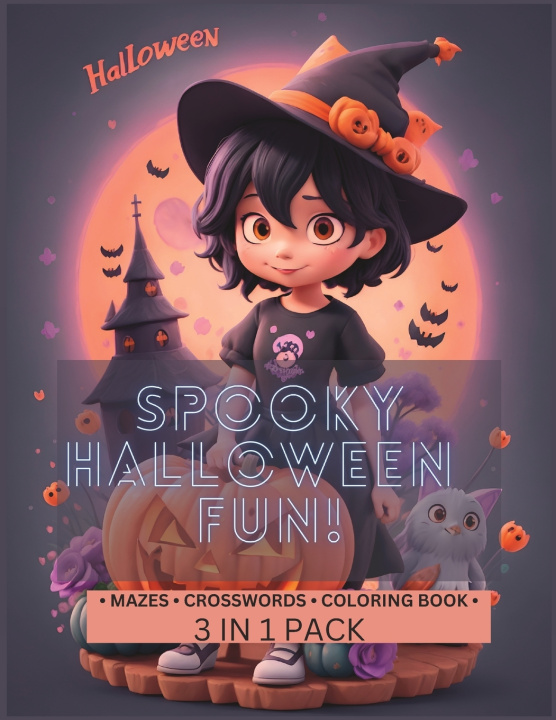 Kniha Halloween Activity Maze Crosswords Coloring Book for Kids 3 in 1 Sußs Negi