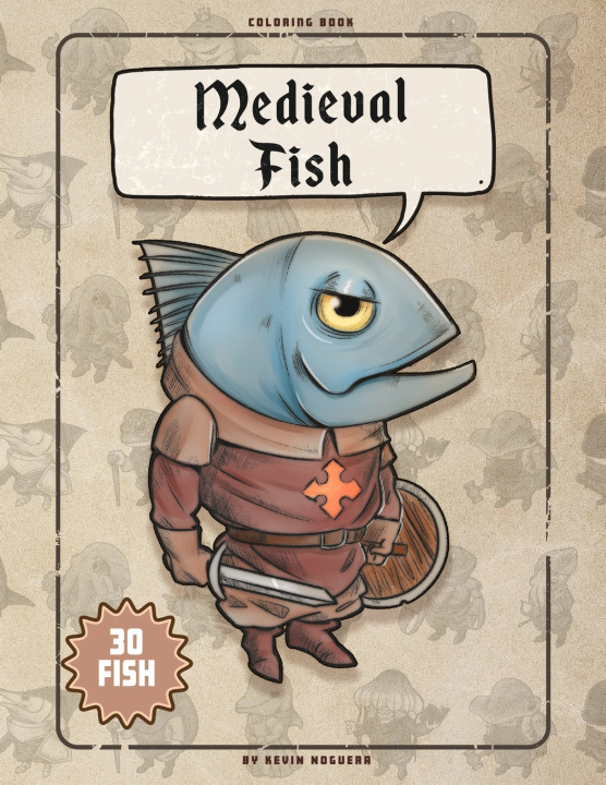 Knjiga Medieval Fish Coloring Book Kevin Exequiel Noguera