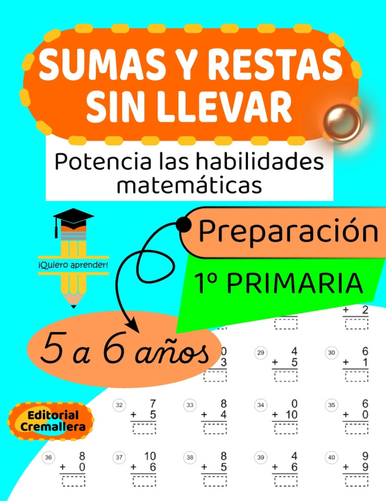 Book SUMAS Y RESTAS SIN LLEVAR Editorial Cremallera